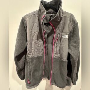 The North Face Gray Fleece Jacket with Pink Trim